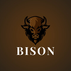 mascot bison head logo design idea
