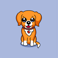 vector graphic illustration of kawaii dog cartoon animal, cute dog logo