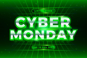 Trendy Banner Promotion social media online Sale Cyber Monday with realistic 3D Green