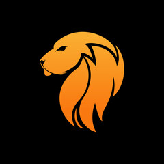 abstract lion head logo design idea