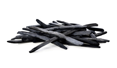 Bamboo charcoal isolated on white.