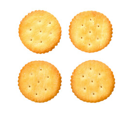 Cracker isolated on white background. top view