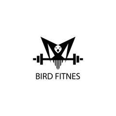 Obraz premium fitness logo creative illustration barbell company template vector design bird