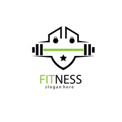 fitness logo creative illustration barbell company template vector design