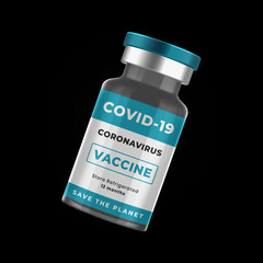 Vaccine Bottle 3D Illustration. Coronavirus Covid-19 Vaccine Bottle Concept Design Isolated Image