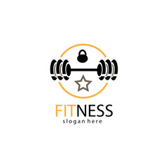 fitness logo creative illustration barbell company template vector design