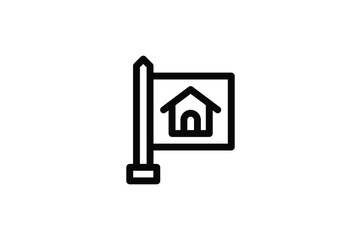 Real Estate Outline Icon - Direction Sign