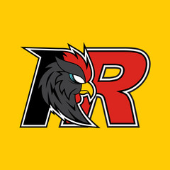 Letter R + R Rooster Logo