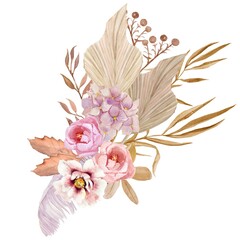 Fototapeta na wymiar Neutrals and whites Dried flower arrangement