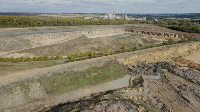 Kenton Cement works and quarry near Stamford  Lincolnshire UK aerial footage