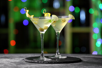 Glasses of fresh martini in pub