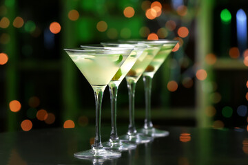 Glasses of fresh martini in pub