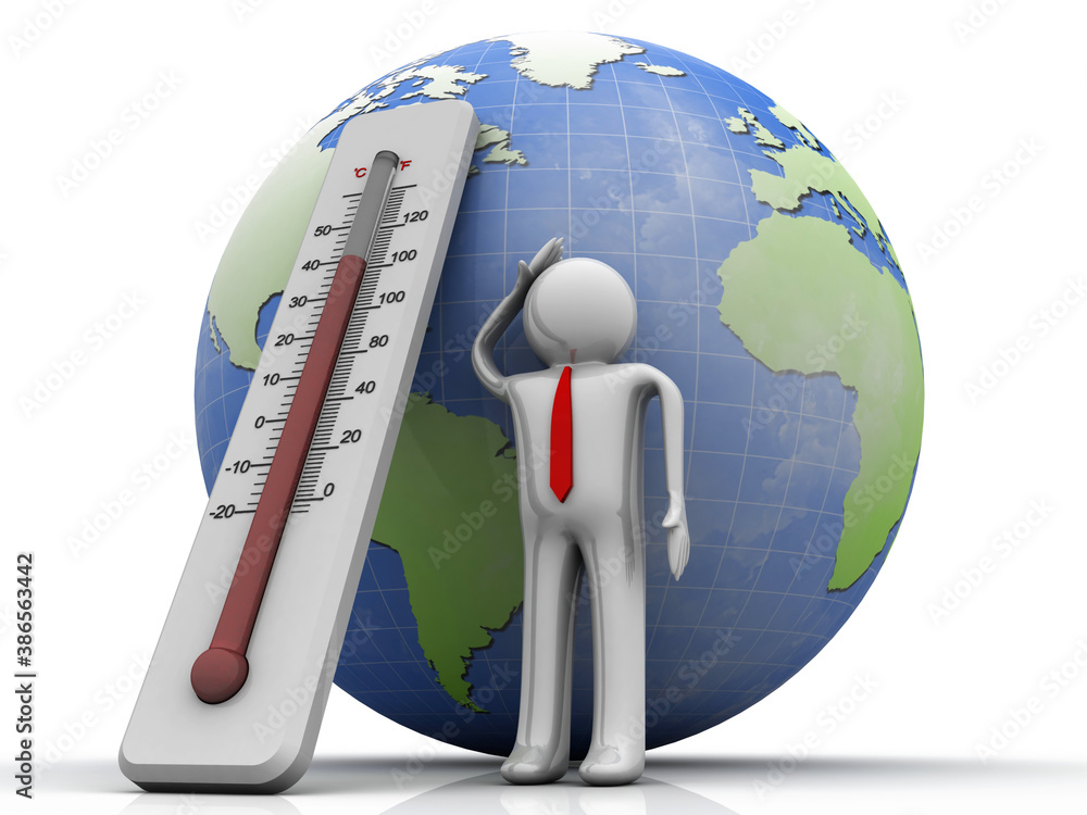 Poster 3d rendering fever checking normal thermometer with doctor