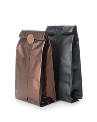 Blank coffee bags on white background