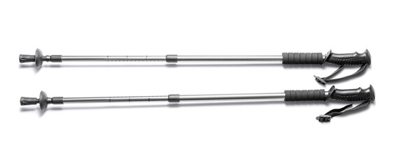 Walking poles on white background
