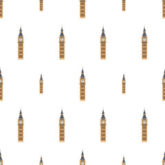 Seamless pattern Big Ben. Suitable for backgrounds, postcards, and wrapping paper. Vector.