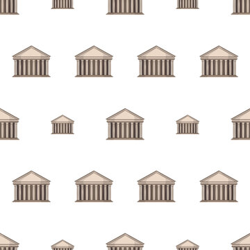 Seamless pattern with pantheon. Endless background. Good for postcards, prints, wrapping paper and backgrounds. Vector.