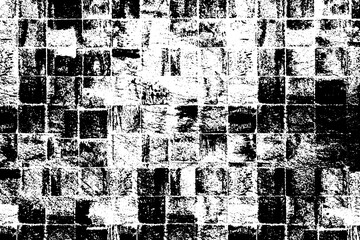 Grunge black and white. Abstract monochrome texture. Pattern of cracks, scratches, chips, dust, dirt. Old worn surface. Black and white vector background