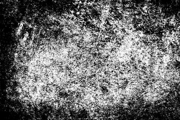 Grunge black and white. Abstract monochrome texture. Pattern of cracks, scratches, chips, dust, dirt. Old worn surface. Black and white vector background