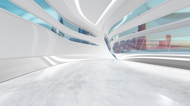 Fototapeta 3D rendering futuristic interior design
