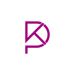 letter pk simple geometric line overlap logo vector