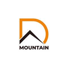 abstract letter d simple mountain sun symbol logo vector