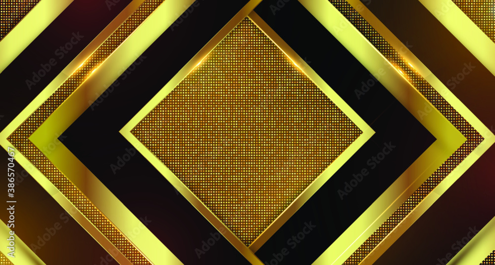 Aufkleber abstract overlapping geometric background with gold glitter effect. abstract luxury dark brown backg