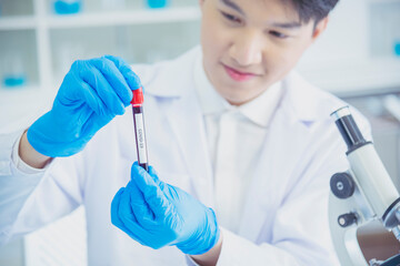 Scientist covid-19 virus chemistry  research experiment biotech antibody sample laboratory...
