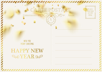 Сhristmas vintage postcard template. Vector illustration