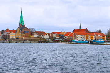 Fototapeta premium Helsingor city, the place where William Shakespeare set the Hamlet. The village is located on the sea that separates Denmark from Sweden. Image related to winter 2017