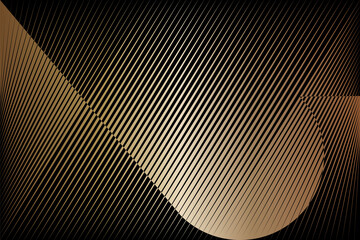 Abstract halftone lines gold metallic effect background, geometric dynamic pattern, vector modern design texture.