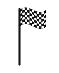 Chequered flag icon. Checkered black and white sign. Check pattern poleflag illustration. Motor sport race finish symbol. Victory championship logo. Isolated on white background.