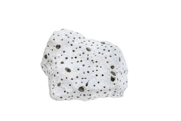 one light porous sea stone isolated on white background.