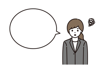 ビジネスウーマン 困惑 吹き出し