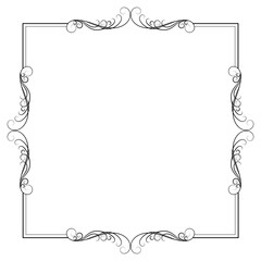Black calligraphy ornamental decorative frame on white background