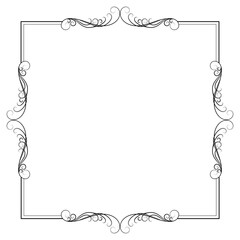 Black calligraphy ornamental decorative frame on white background