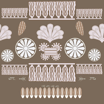 seamless ornament using details in the style of ancient Babylon