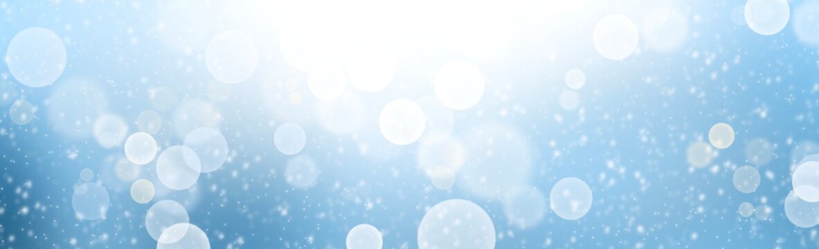 White Snow flake Winter  with bokeh on blue background in Christmas holidays 2020 ,Banner background	