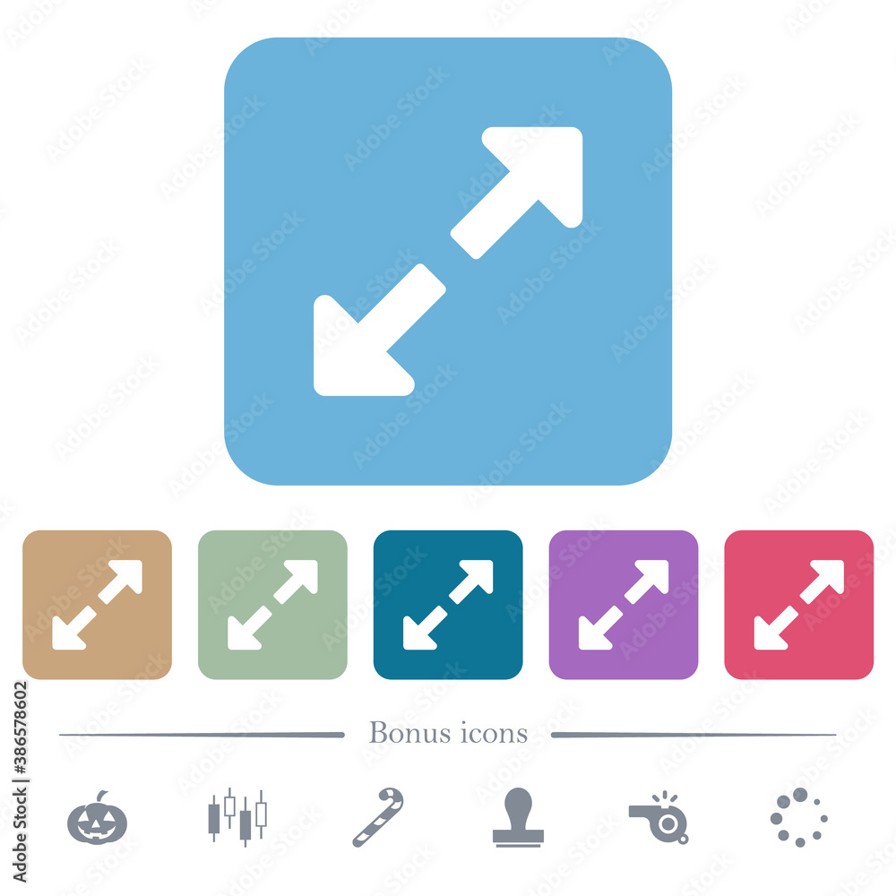 Poster resize full flat icons on color rounded square backgrounds