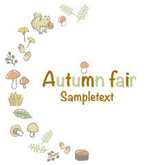 秋とキノコのイラストフレーム