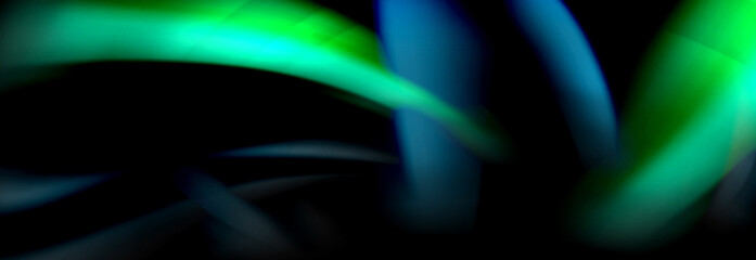 Dynamic motion abstract background. Color blurred stripes on black. Wave liquid lines poster. Vector illustration