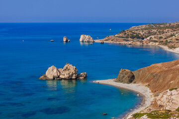 Fototapeta na wymiar Aphrodite rock in Paphos Cyprus