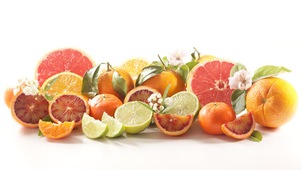 assorted of citrus fruit isolated on white background