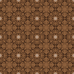 Unique flower patterns on typical Parang batik with dark brown color design.