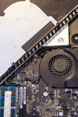 Detail for laptop cooling. Cooling cooler from the computer. Laptop repair part
