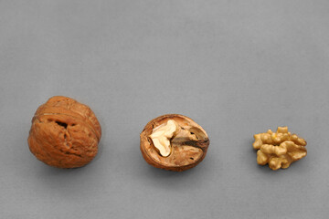 walnuts on a gray background