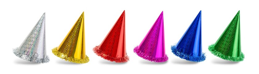Colorful party hats set