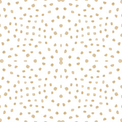 Cozy cute golden Christmas square seamless pattern small spots on a white background. Digital art. Print for wrapping paper, textile, fabric, banner, poster, stationery, wallpaper.