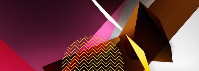 Low poly 3d geometric shapes, minimal abstract background. Vector illustrations for covers, banners, flyers and posters and other