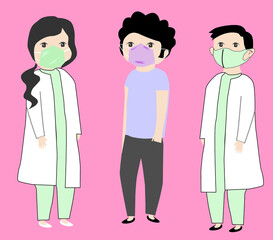 flat illustration doctor wearing mask for health